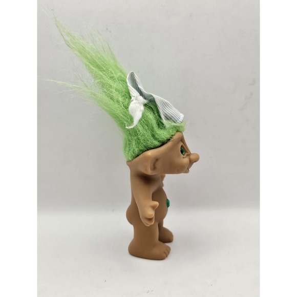 Vintage 4" Ace Novelty Troll Doll Green Hair Jewel Diamond Belly Nightcap - Picture 5 of 7